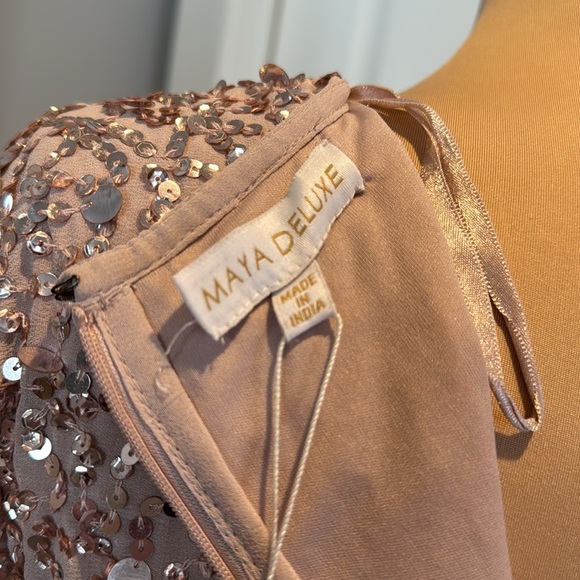 ASOS Maya Deluxe fully beaded sequin faux wrap, formal mini dress, frosted pink - Picture 15 of 16